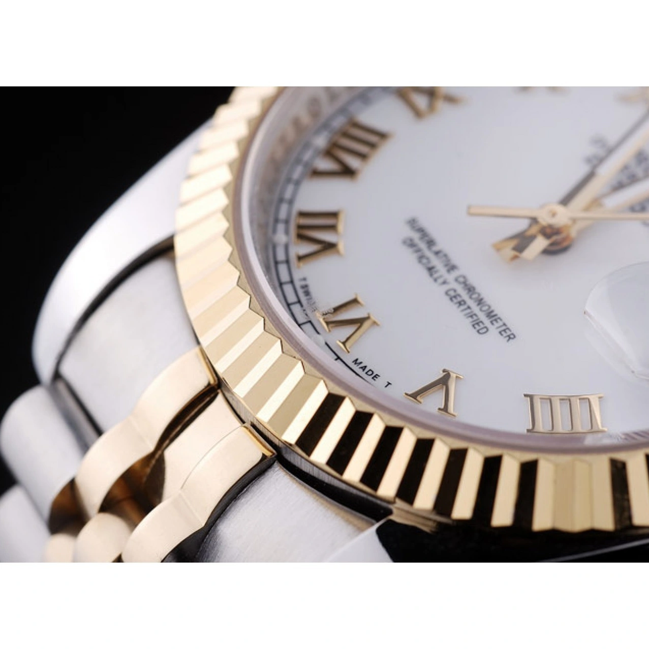 Aaa replica watch 7451 White Bezel Datejust Rolex Dial Ribbed 1015